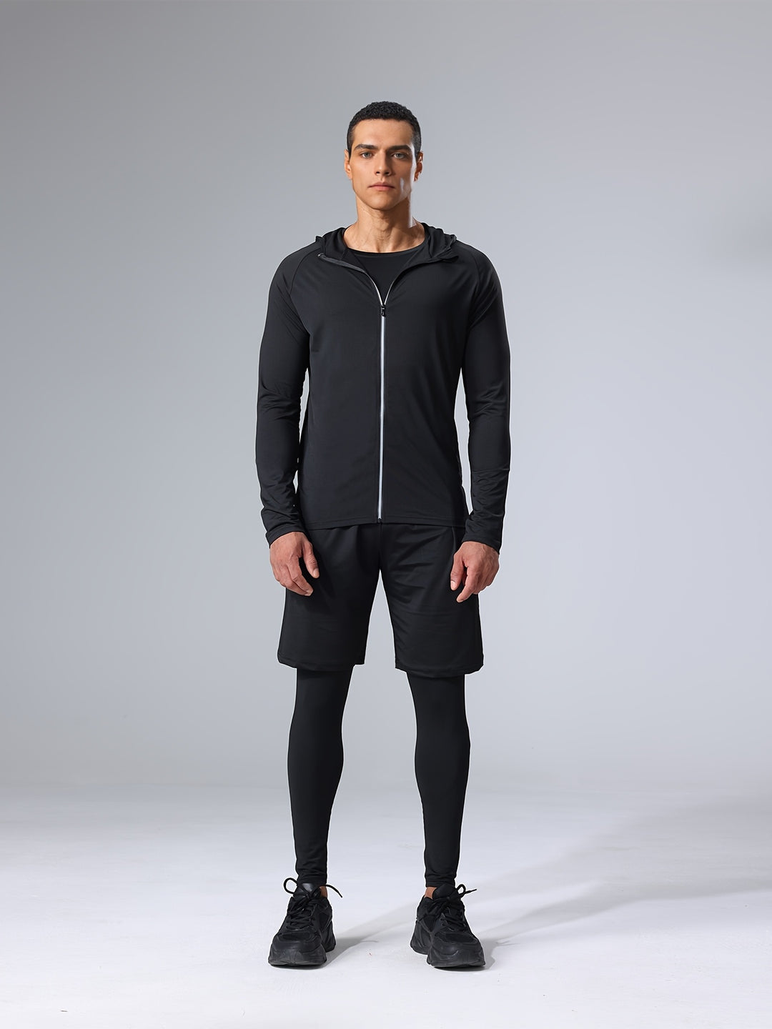 Men's Sportswear Set 4-Piece | Breathable & Quick-Drying | Skinny Fit | Solid Colour
