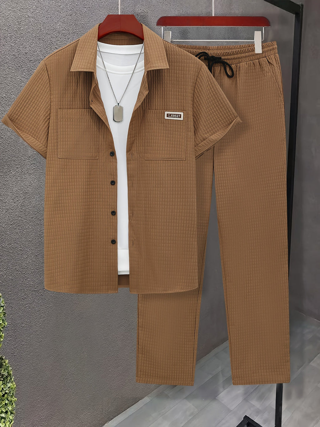 Men's Two-piece Casual Suit | Short-Sleeve Shirt & Long Pants | Summer