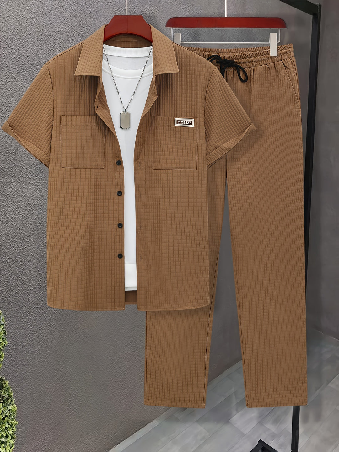 Men's Two-piece Casual Suit | Short-Sleeve Shirt & Long Pants | Summer