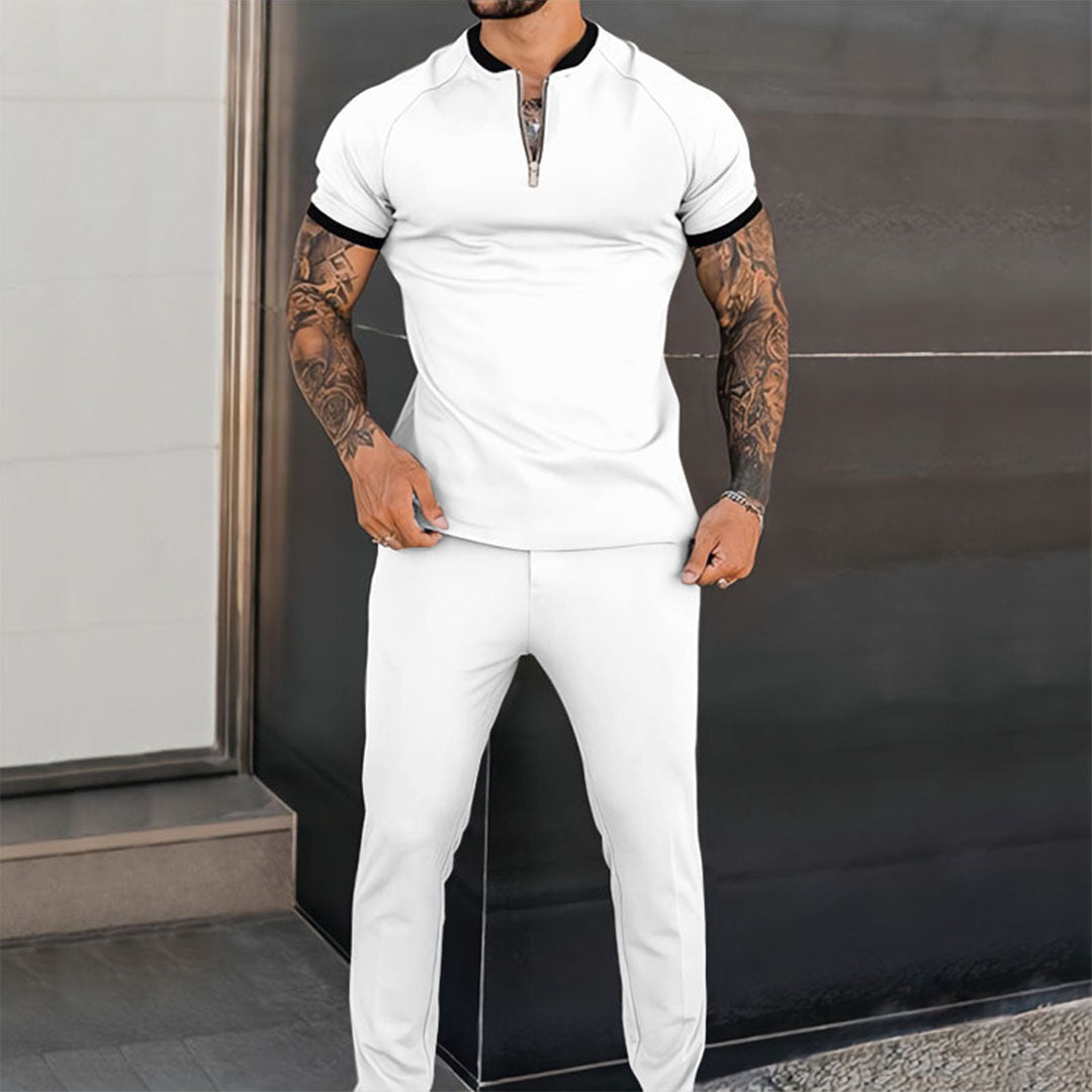 Slim Fit Casual Tracksuit Set for Men with Zip Collar Top and Comfortable Trousers | Levi