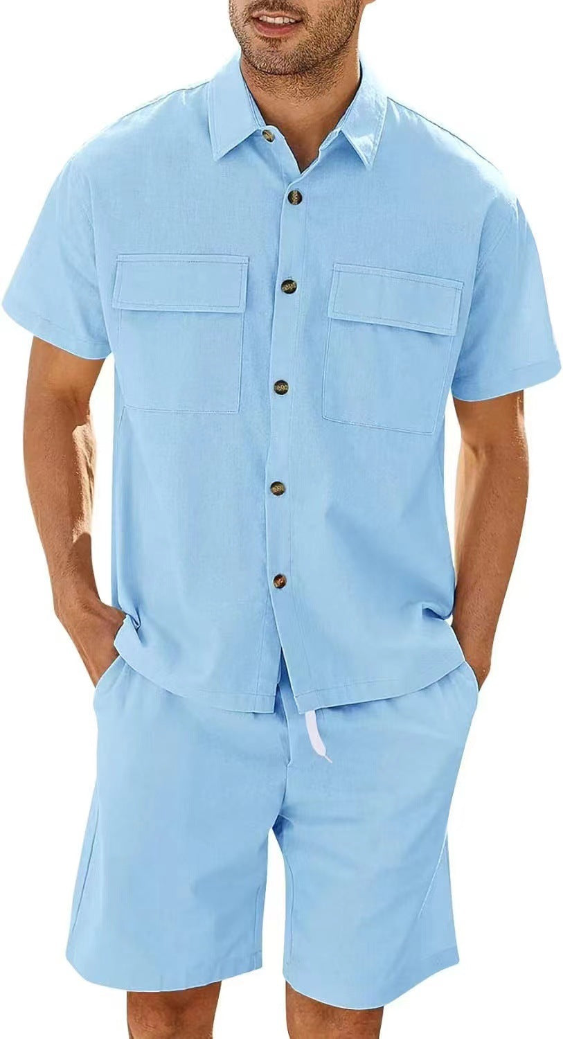 Men's Set | Rib Fabric & Cargo Details | Lightweight & Breathable | Streetwear Summer Look