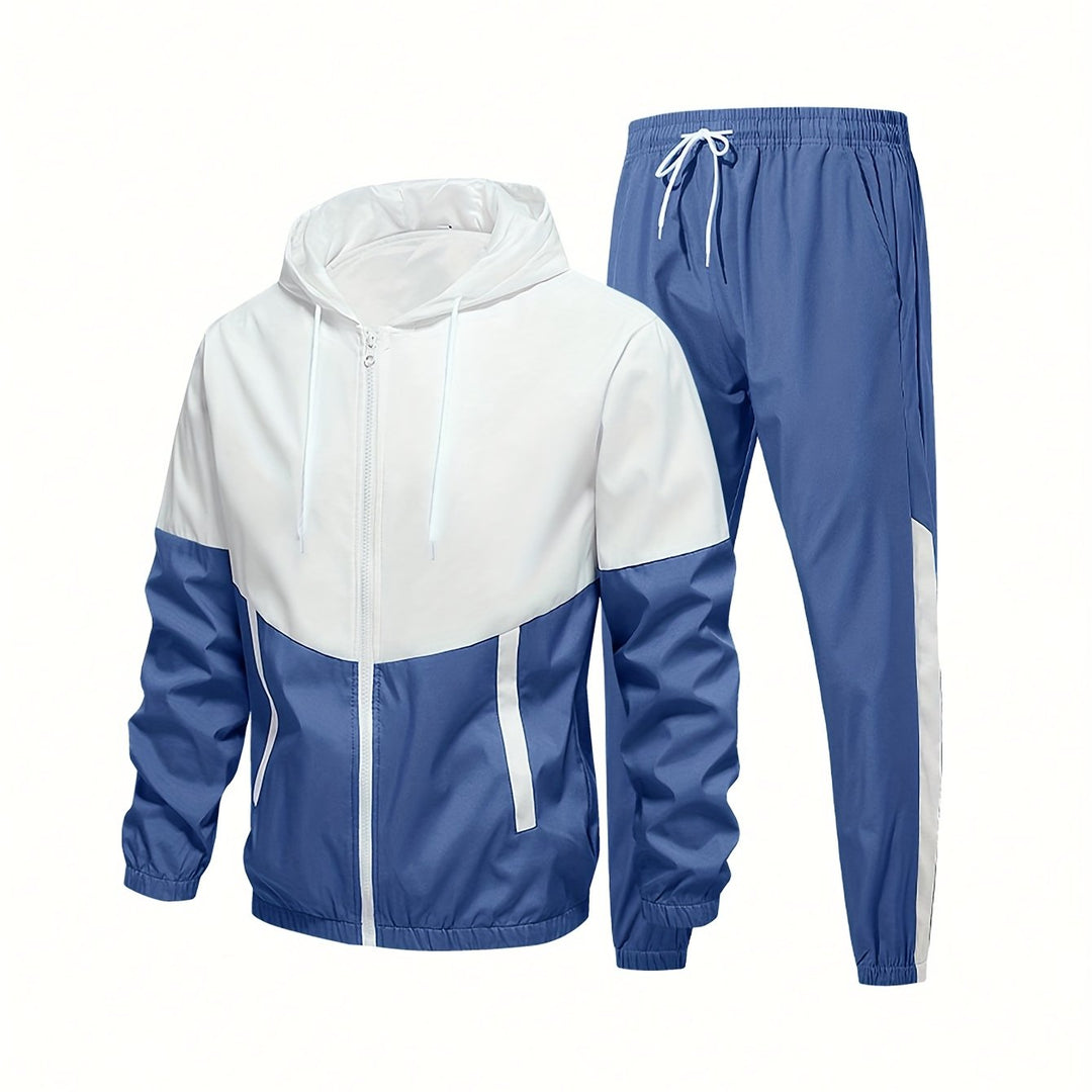 Men's Sports Set | Top & Pants | With Hood & Zip | Light Elastic Polyester