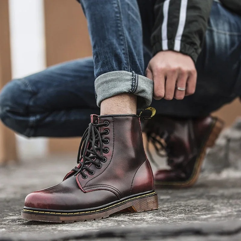 Durable leather lace-up winter boots for men with non-slip sole and classic elegance | Jari