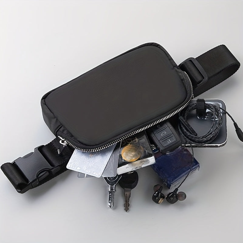 Hip bag | Lightweight Nylon | Adjustable Strap & Multiple Pockets | Black