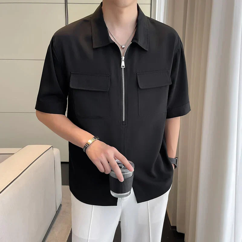 Casual and stylish men's zipped shirt with slim style and trendy design | Julius