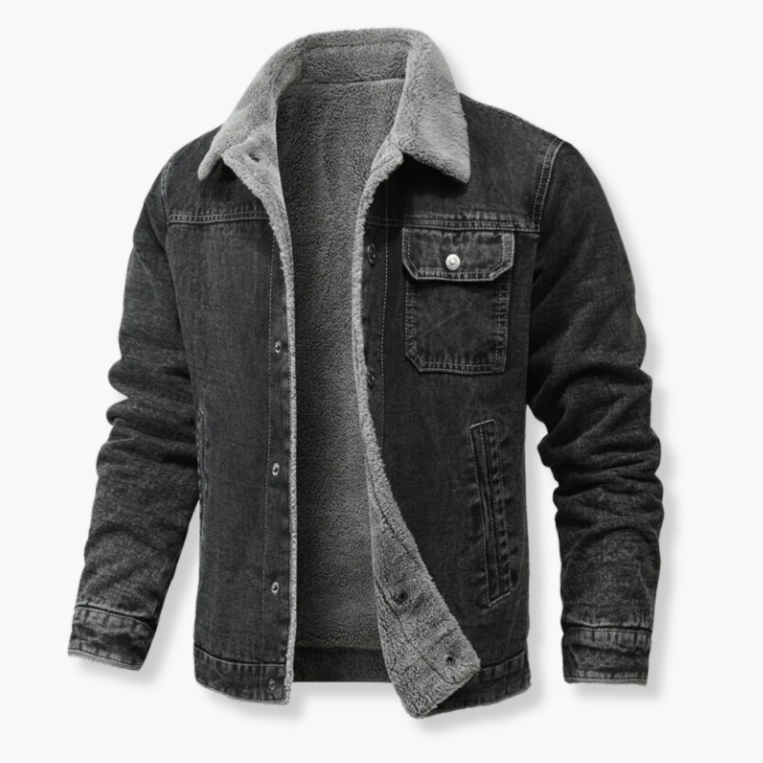 Chic denim jacket with fleece collar for ultimate warmth and timeless elegance | Fabian