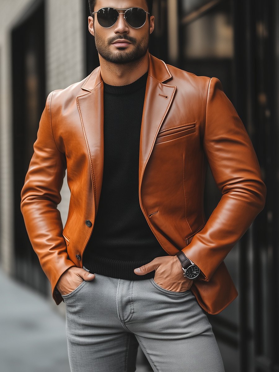 Elegant and stylish leather jacket for men with unique design and modern charm | Florian