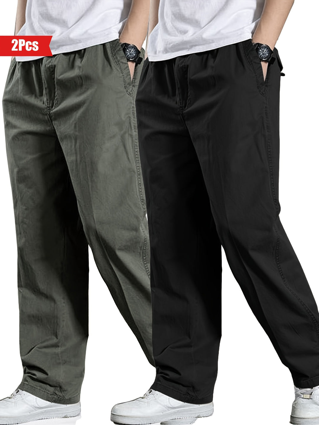 Men's Set of 2 Pants | 100% Cotton & Loose Fit | Outdoor & Casual Clothing
