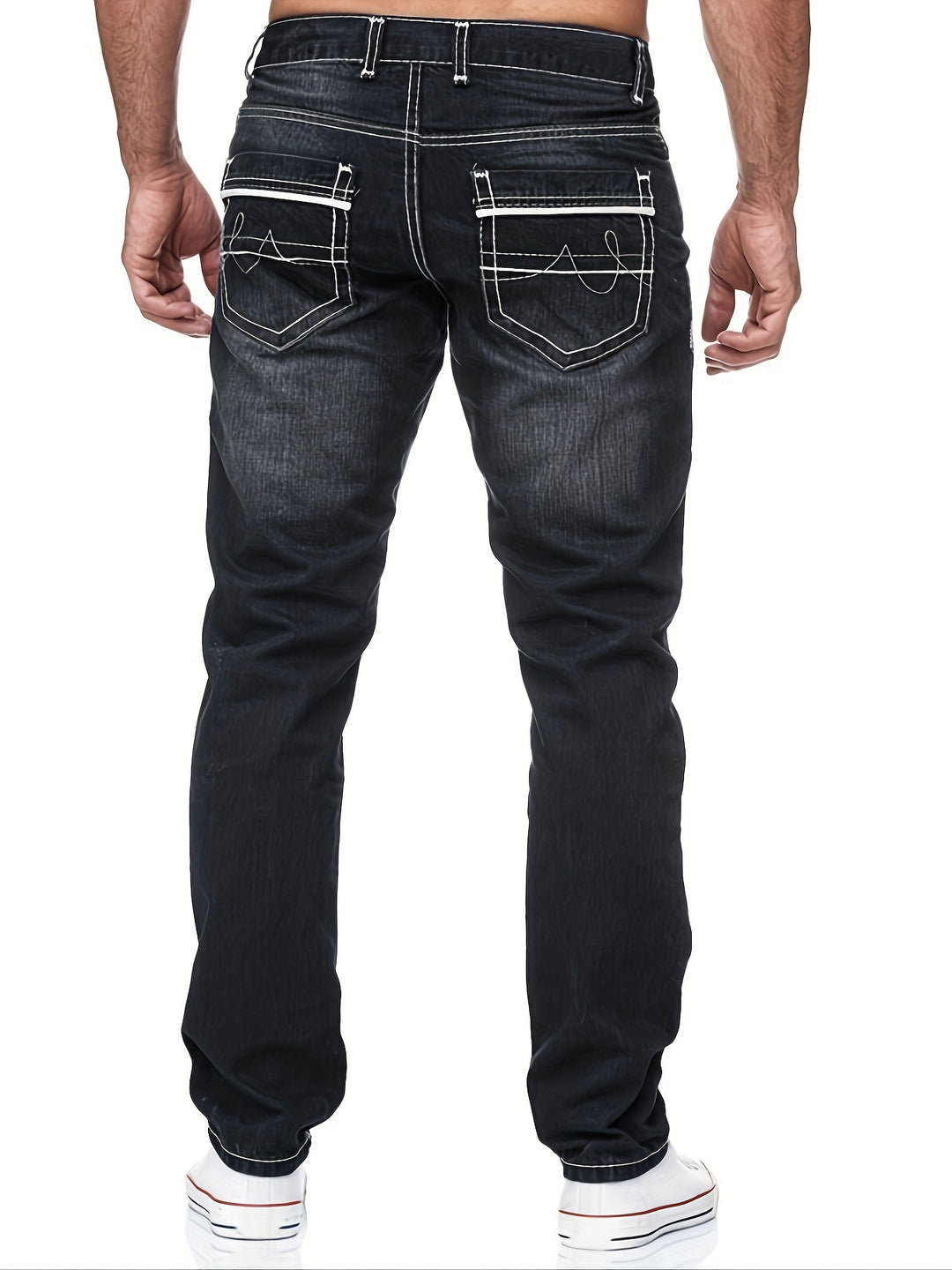 Men's Jeans | Slim Fit | Stretch Denim & Embroidered Pocket | Casual Style