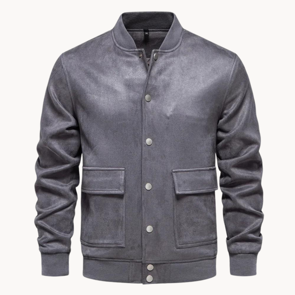 Luxury suede bomber jacket for men with sleek design and timeless elegance | Boaz