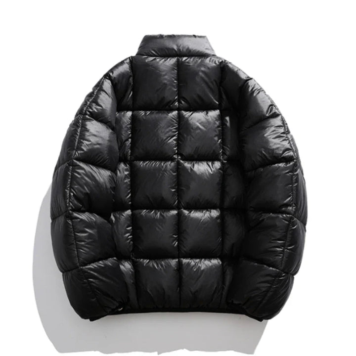 Casual and warm men's windproof puffer jacket with collar and lattice design | Casper