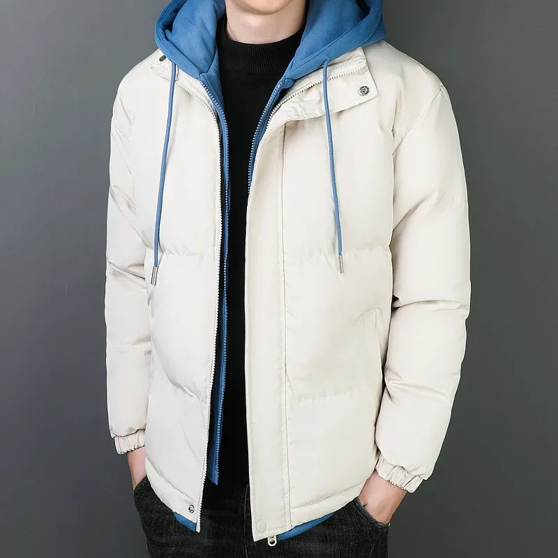 Comfortable and protective thick cotton jacket with windproof hood for men | Bram