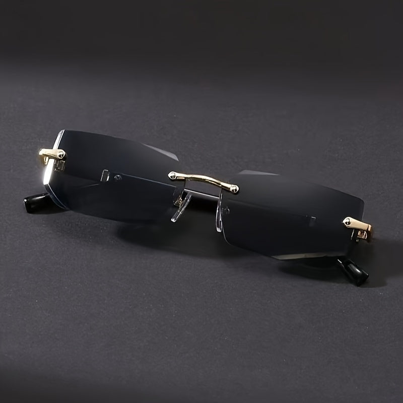 Vintage square frameless glasses for men with stainless steel frame and PC lenses | Oliver