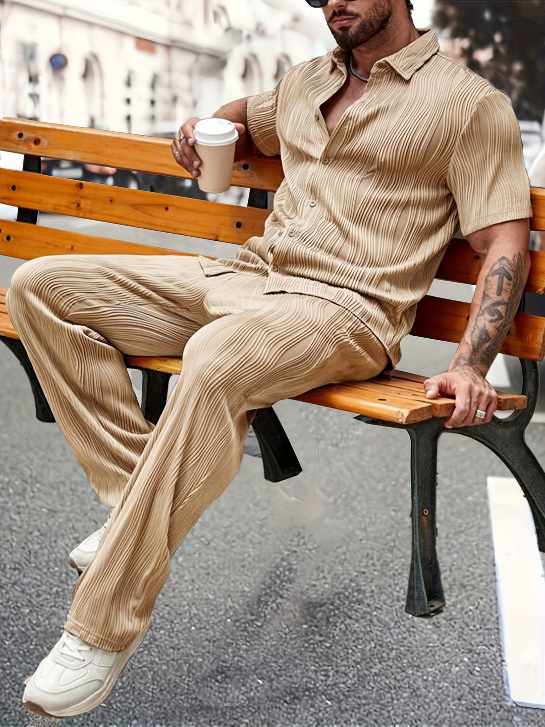 Shirt with lapel collar & trousers | Tight & Comfortable | Men's casual set