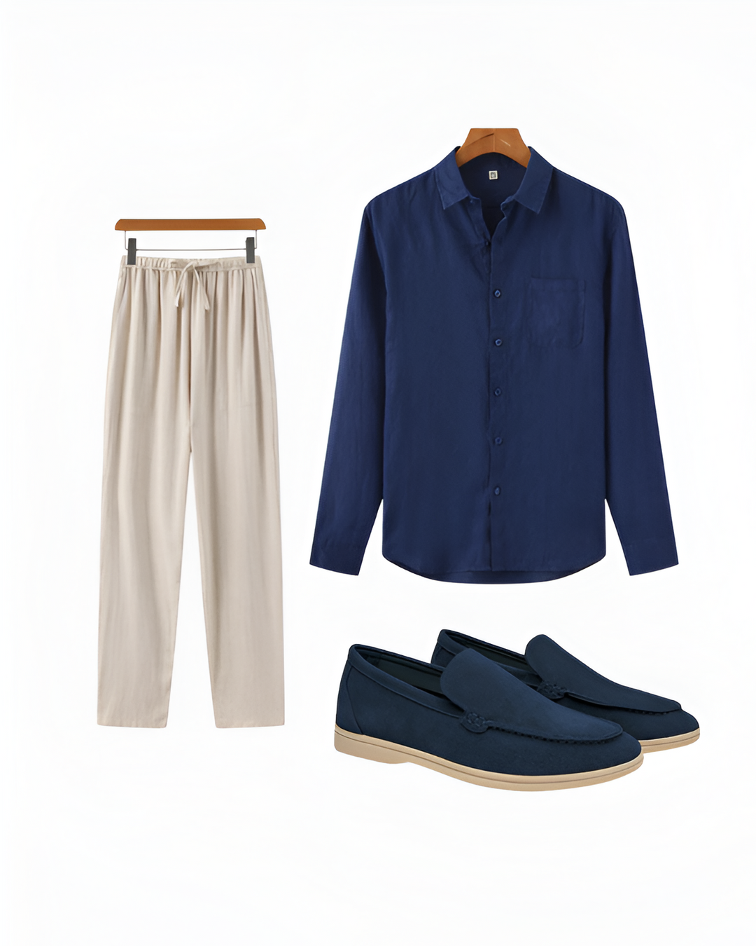 Men's summer set | Linen shirt, casual trousers & suede shoes | Beach to dinner look