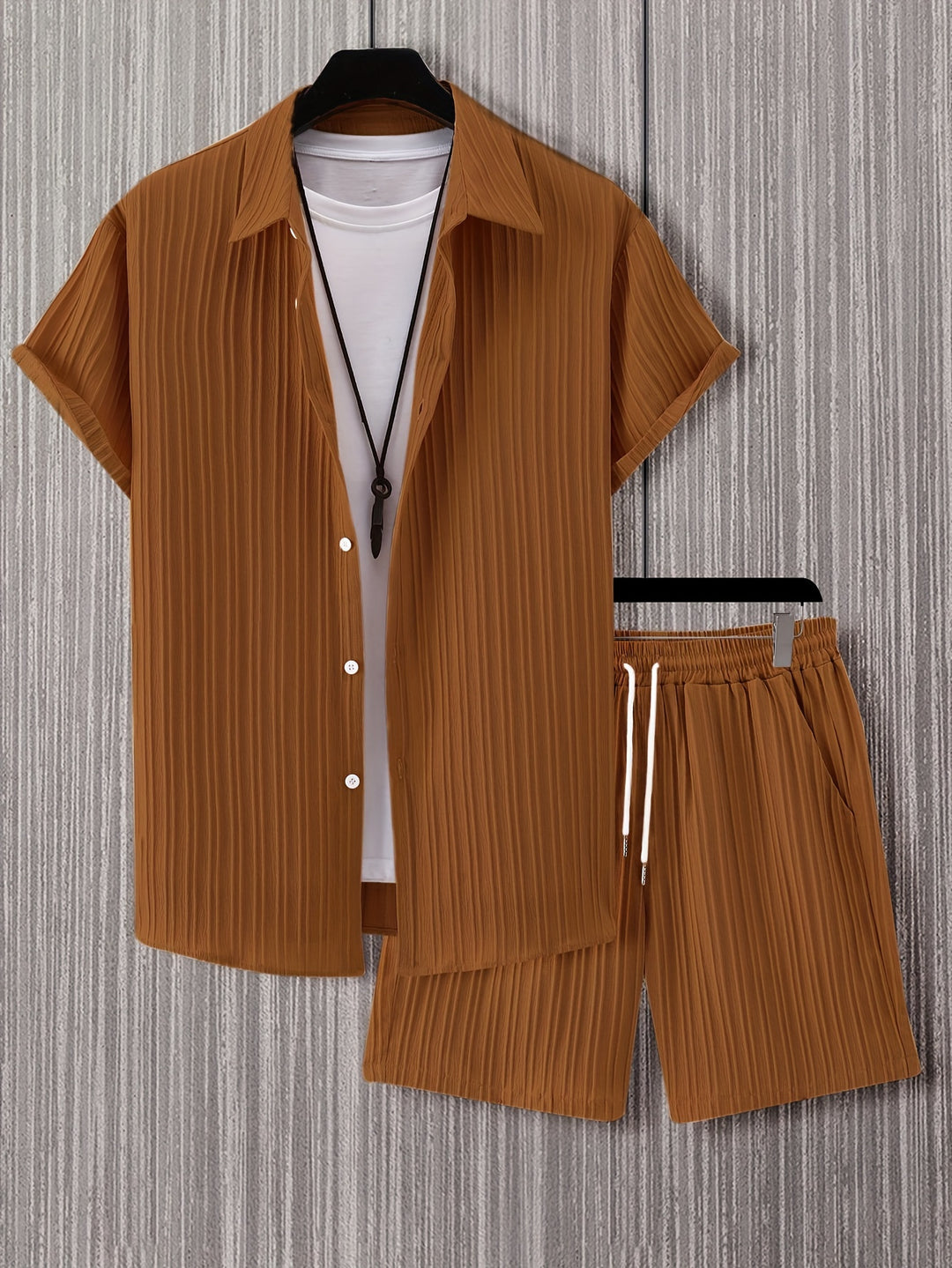 Men's Summer Set | Lapel Shirt & Shorts | Casual & Sporty