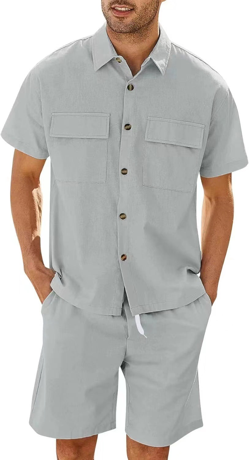 Men's Set | Rib Fabric & Cargo Details | Lightweight & Breathable | Streetwear Summer Look