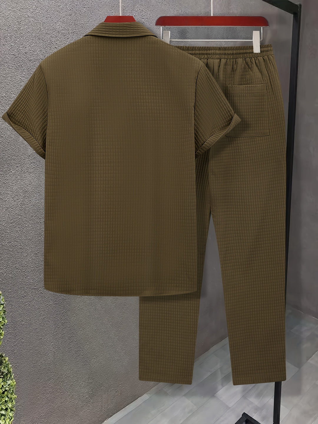 Men's Two-piece Casual Suit | Short-Sleeve Shirt & Long Pants | Summer
