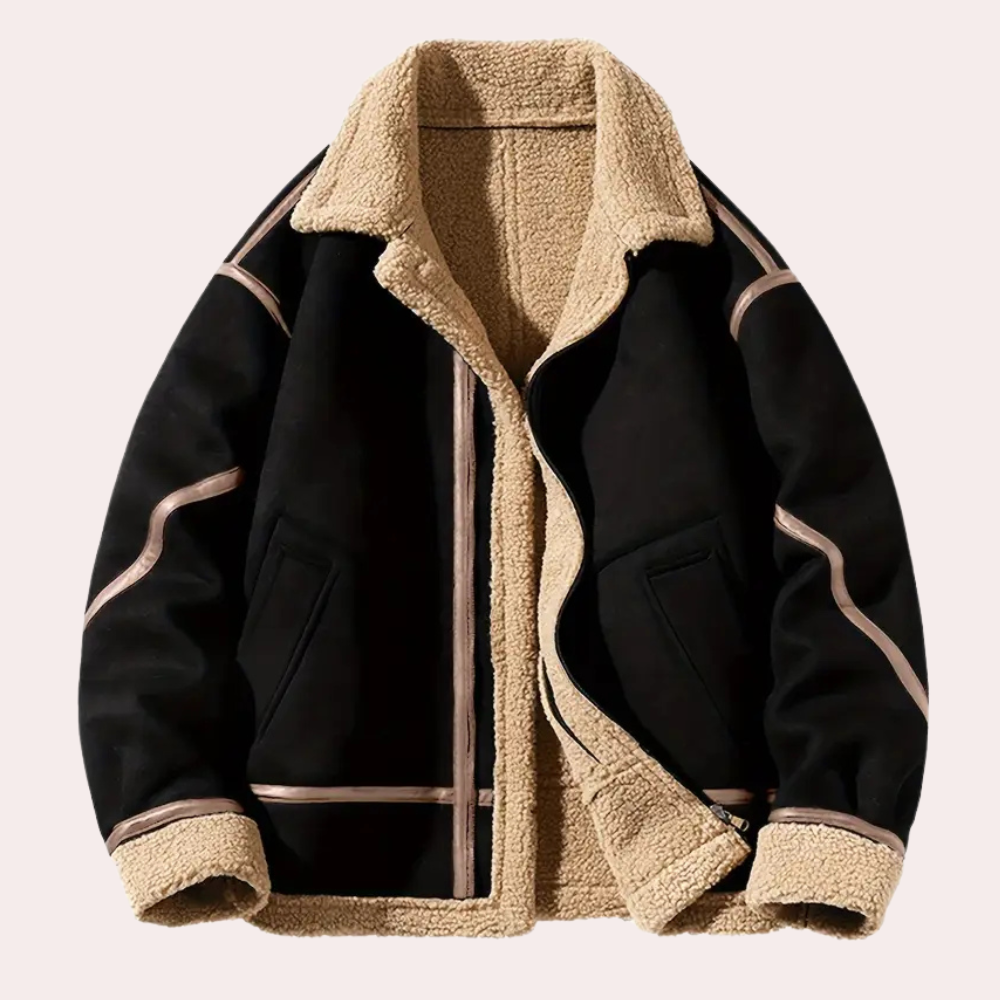 Insulated suede winter jacket for men with stylish fleece collar and windproof design | Mika