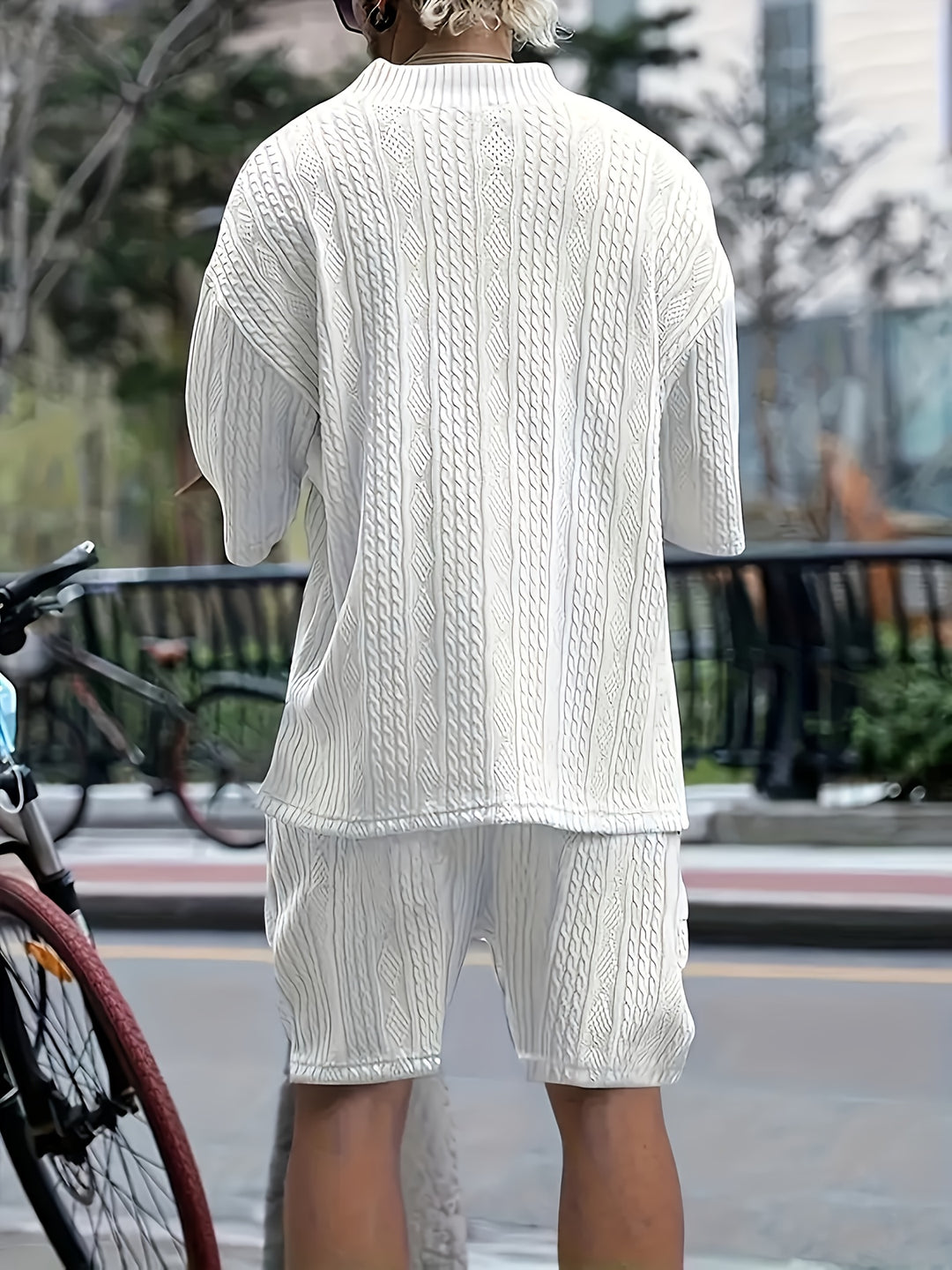 Men's set | 3D Print T-shirt with V-neck & Shorts | Casual Summer Set