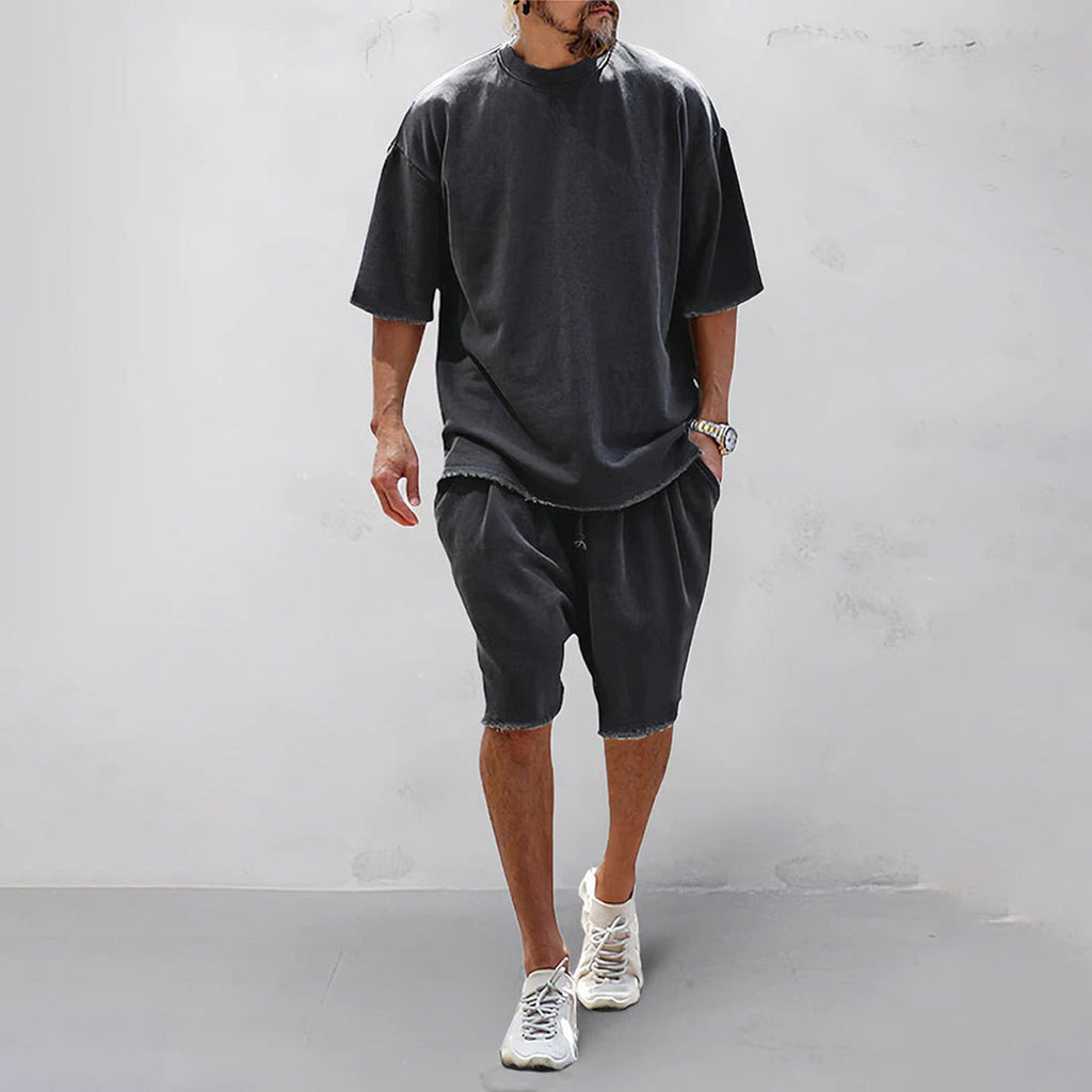 Comfortable and Casual Summer Set with Relaxed Fit T-shirt and Shorts for Men | Jesse