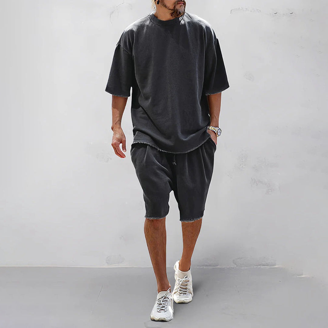 Comfortable and Casual Summer Set with Relaxed Fit T-shirt and Shorts for Men | Jesse