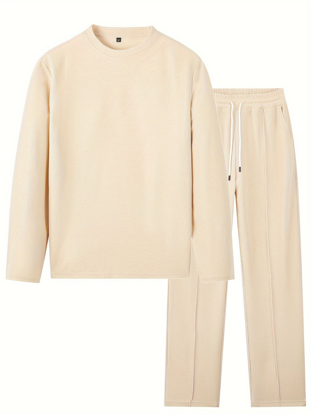 Men's Two-piece Set | Waffle Pattern Sweatshirt & Pants | Casual & Comfortable
