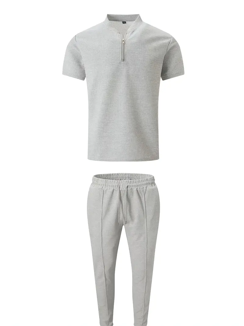 Men's set | Modern & Versatile | Zip-Up Shirt & Pants | Solid Colour