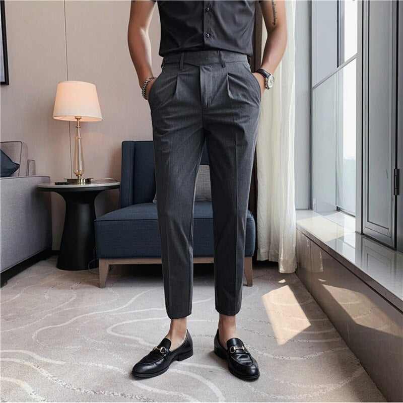 Elegant Slim-Fit Dress Pants for Men with Belt Design and Timeless Refinement | Simon