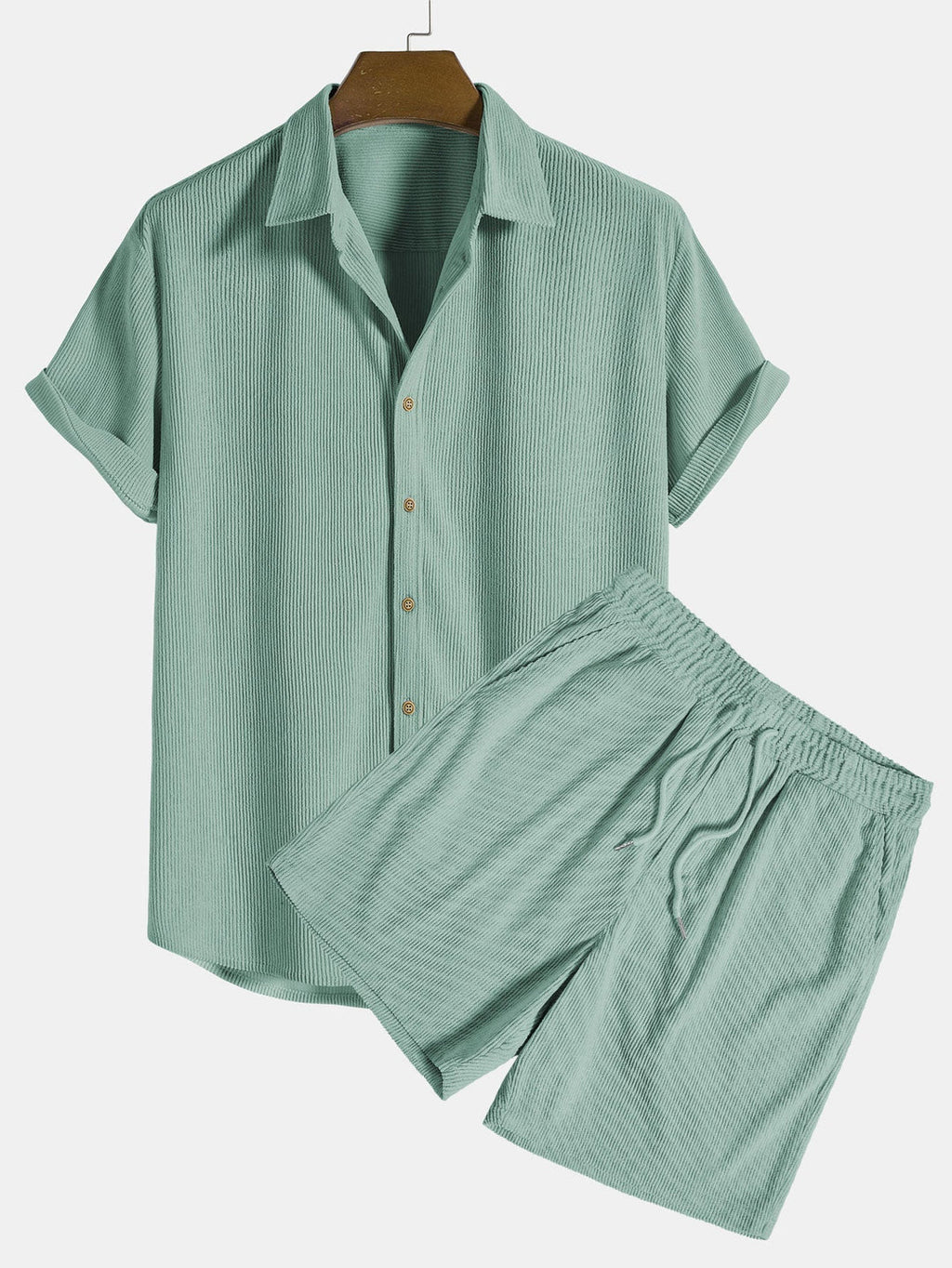 Men's Summer Set | Short-Sleeve Shirt & Shorts | Breathable & Lightweight | Polyester