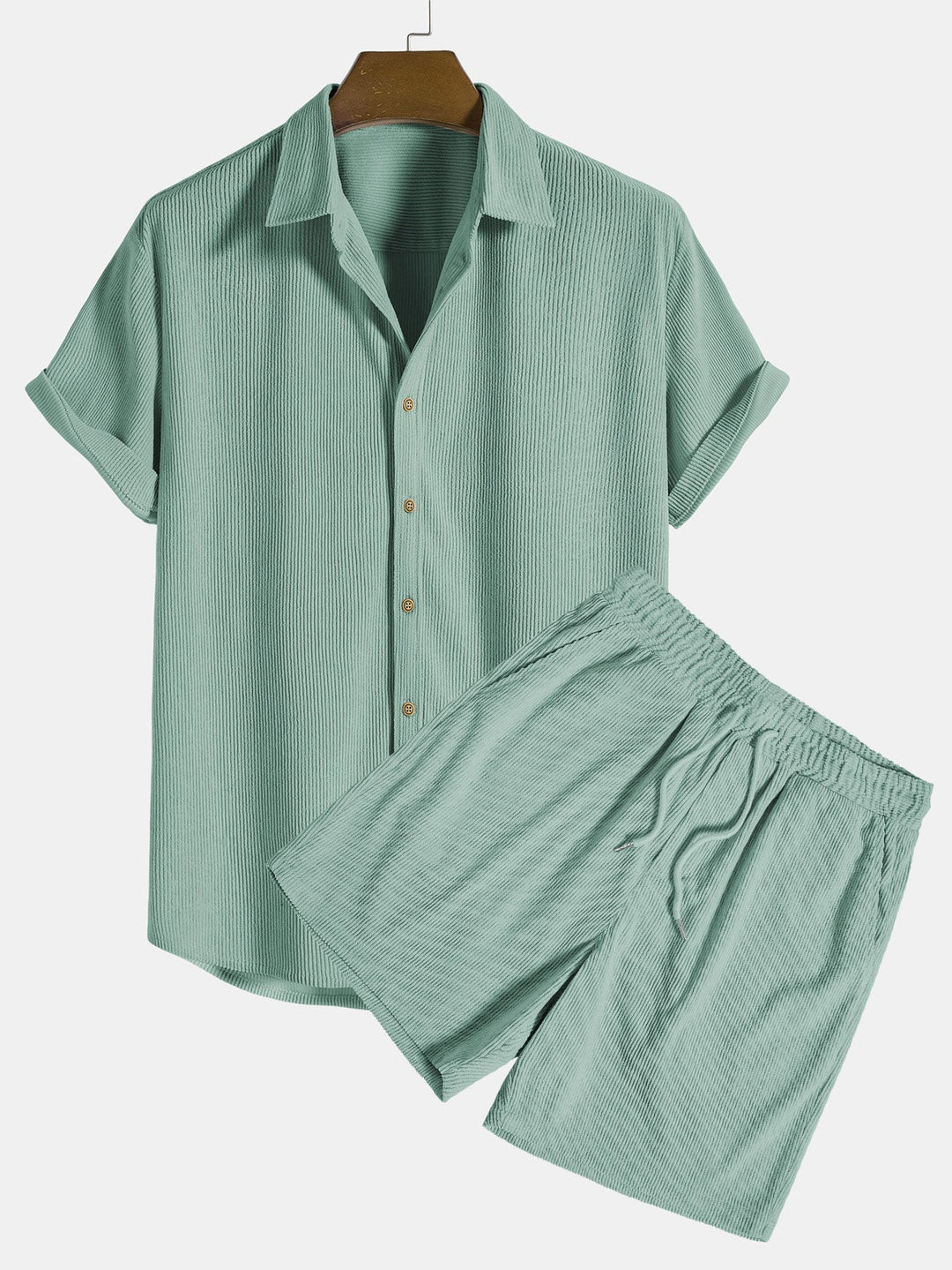 Men's Summer Set | Short-Sleeve Shirt & Shorts | Breathable & Lightweight | Polyester