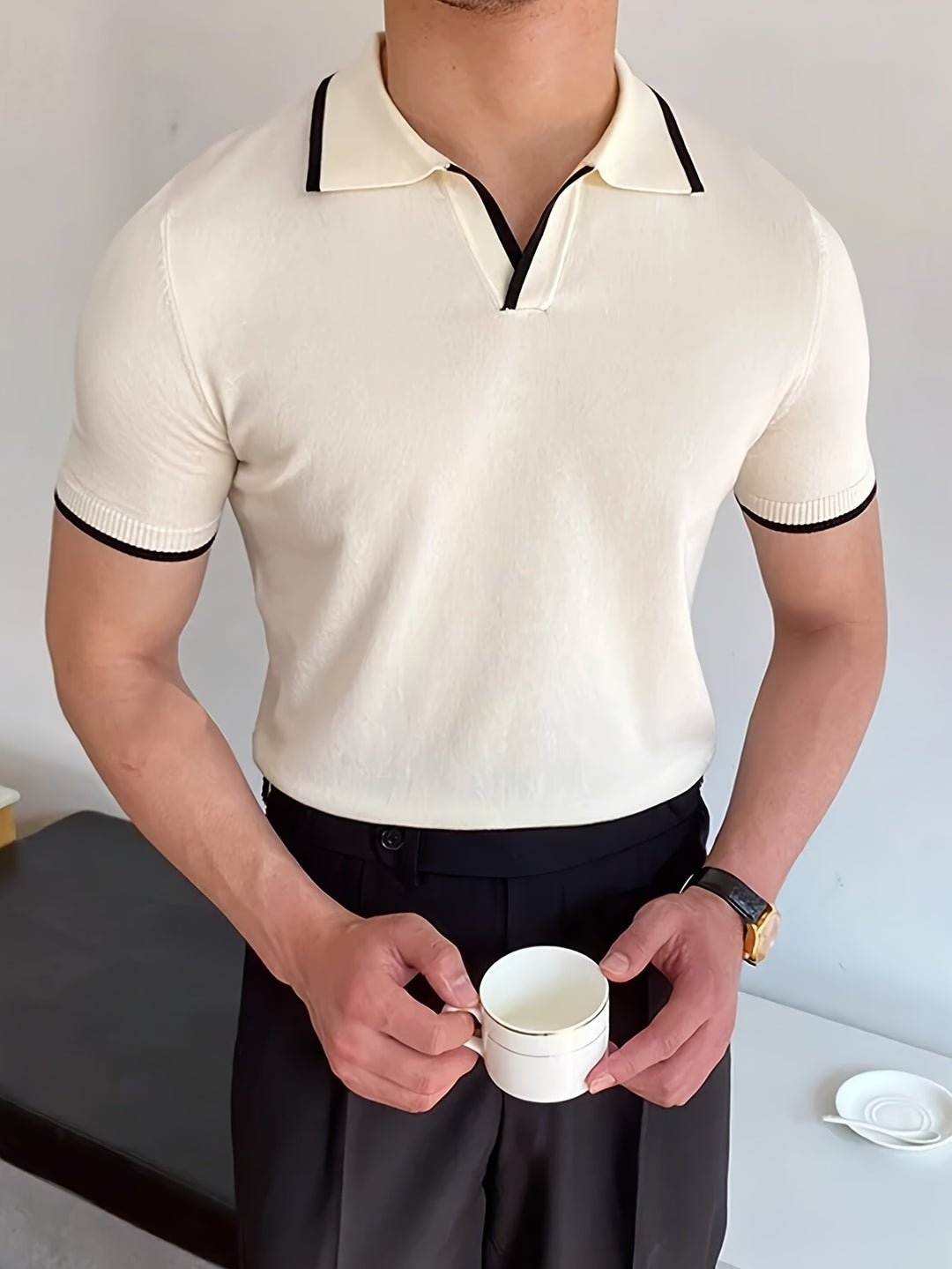 Elegant and breathable men's short-sleeved polo shirt with comfortable stretch | Valentine