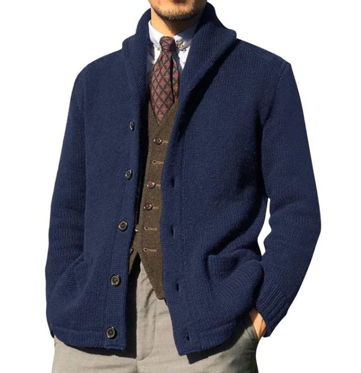 Classic and stylish knitted jacket with button closure and refined design for men | Daan