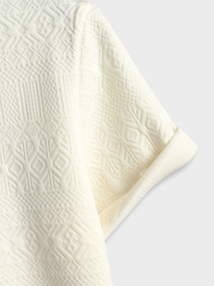 Retro-inspired geometric jacquard summer set for ultimate comfort and style | Boaz