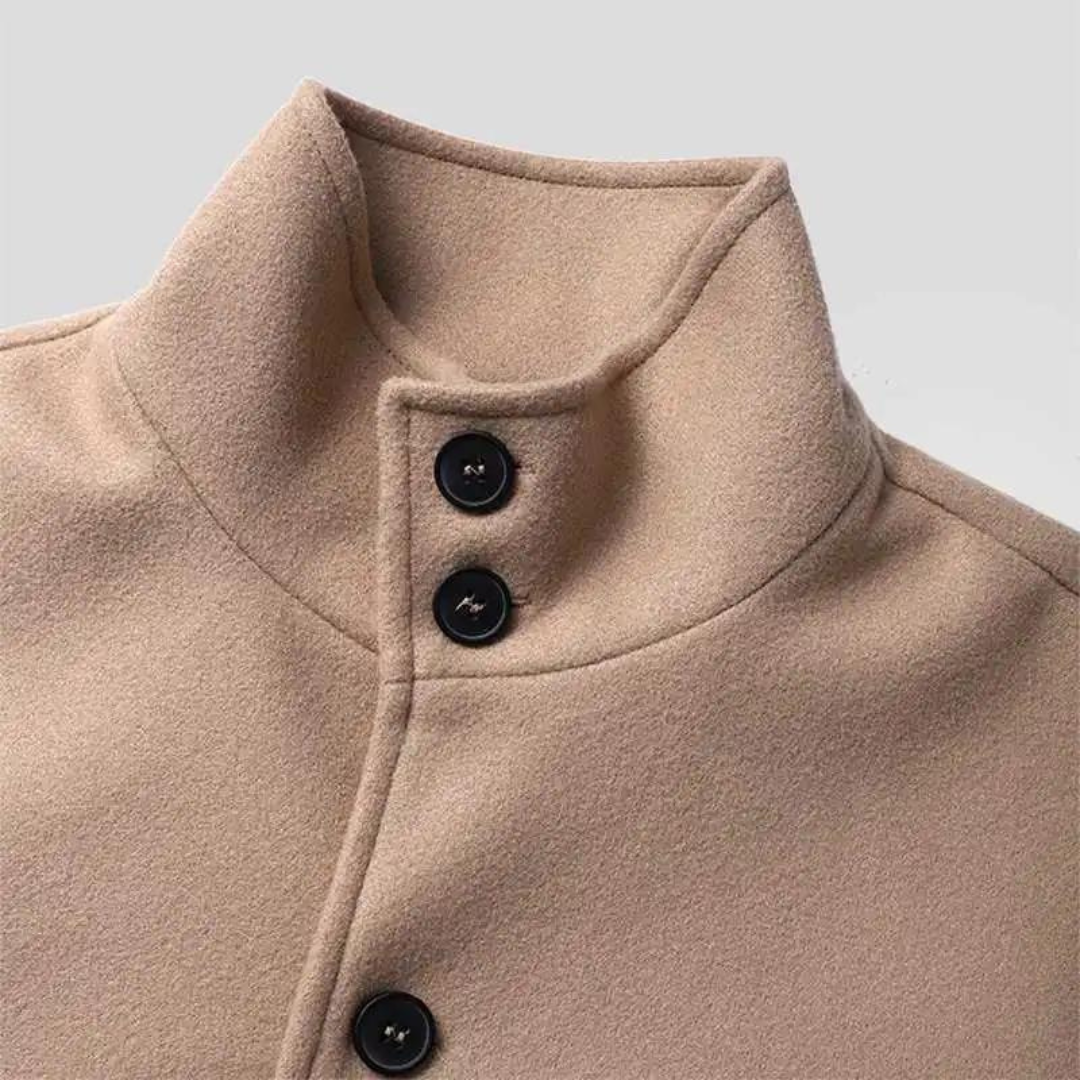 Cosy jacket with high collar and button closure for warmth and style | Joey
