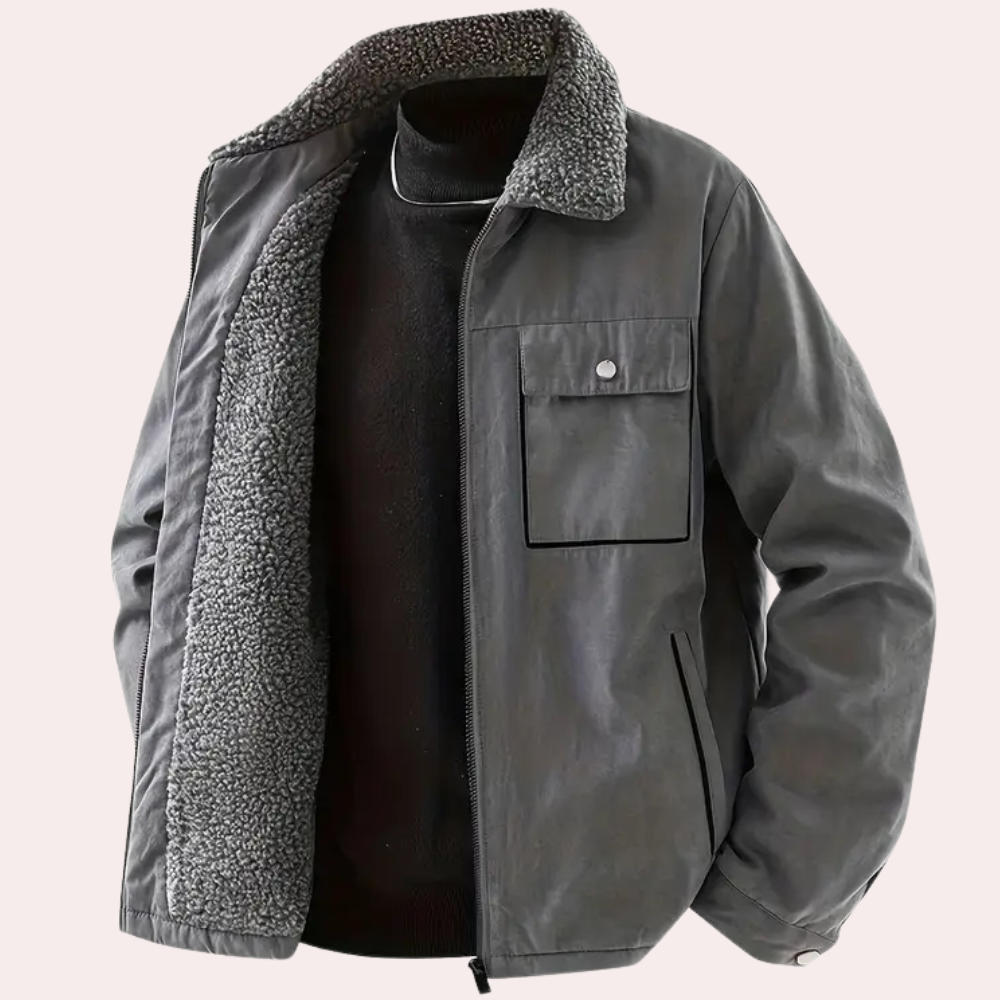 Elegant and stylish men's winter coat with cosy fleece collar and modern design | Fedde
