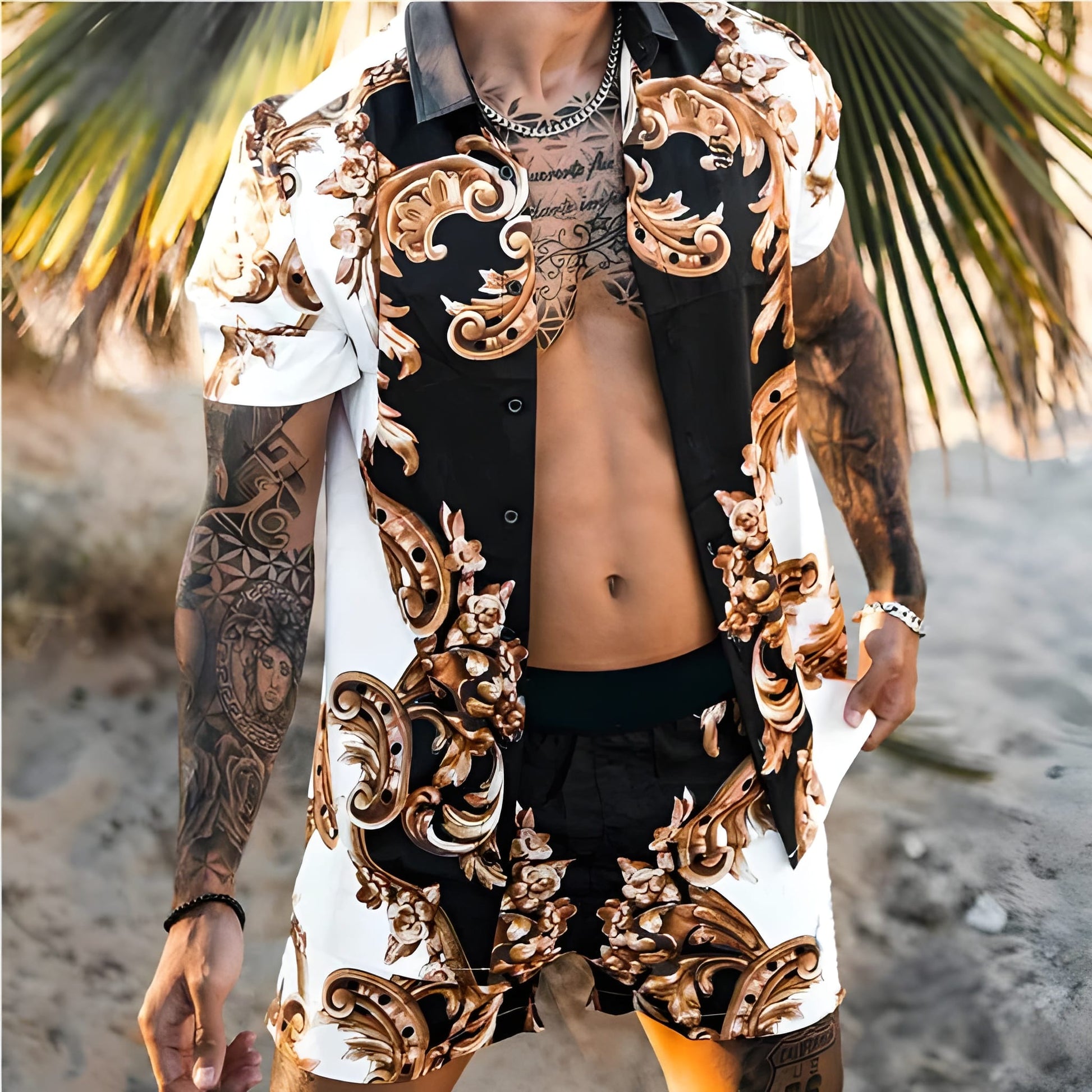 Men's Summer Set | Hawaii Shirt & Shorts | Two-piece Beach Set | Button-down & Print