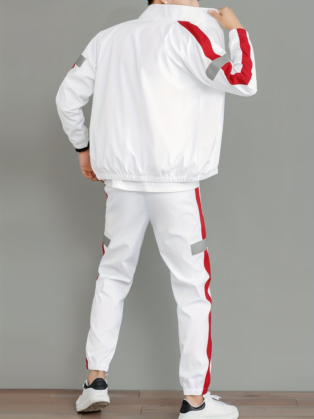 Men's Sports Set | Reflective Zip-Up Jacket & Sweatpants | Breathable & Comfortable