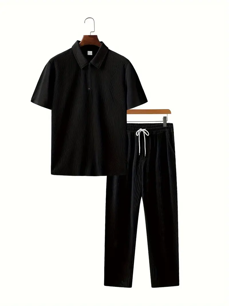 Men's Set | Stylish & Comfortable | Polo & Drawstring Trousers | Versatile Charm