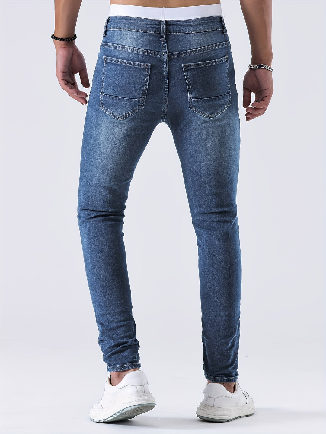 Men's Slim Fit Jeans | Distressed & Washed | Medium Stretch | Denim