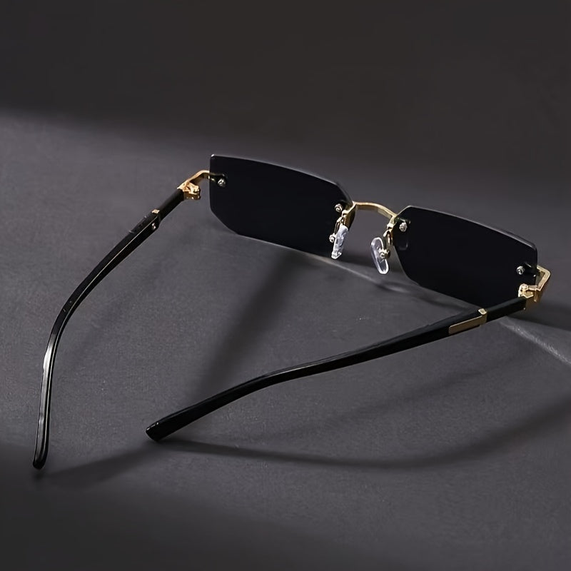 Vintage square frameless glasses for men with stainless steel frame and PC lenses | Oliver
