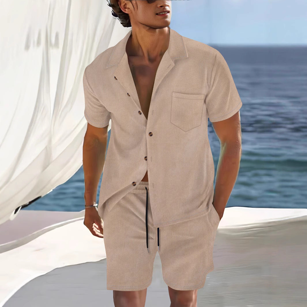 Men's Summer Set | Linen look | Shirt & Shorts | Breathable & Beach-ready
