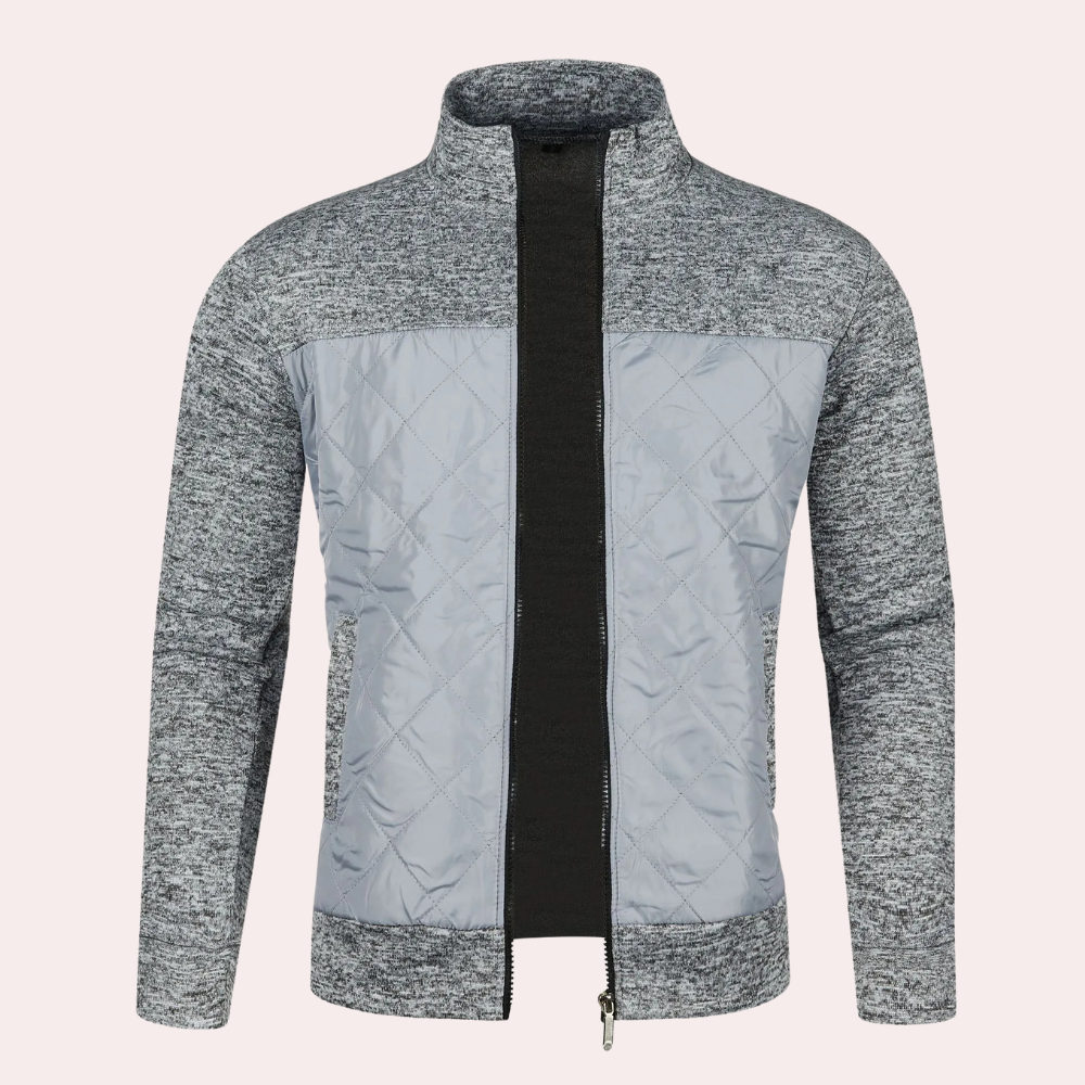 Fashionable Slim Standing Collar Jacket for Men with Diamond Pattern and Modern Style | Arthur