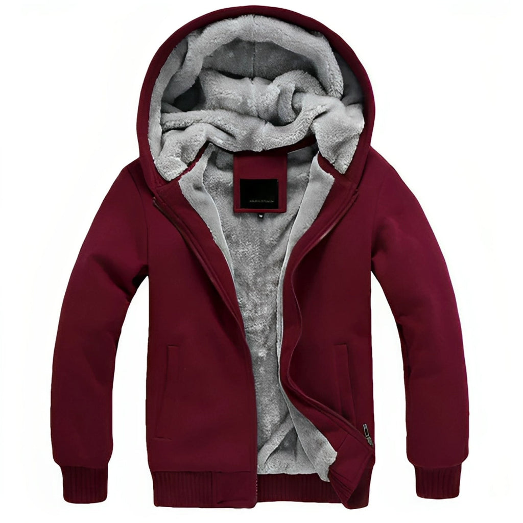 Cosy and fluffy men's zipped jacket with hood for ultimate warmth and comfort | Moos