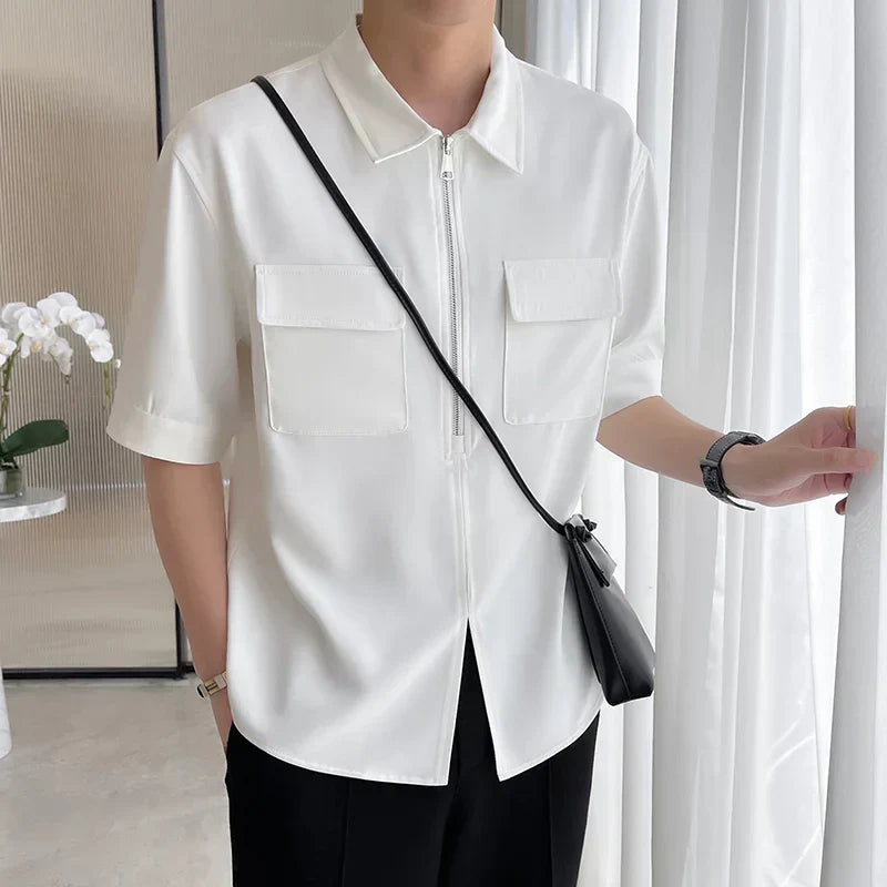 Casual and stylish men's zipped shirt with slim style and trendy design | Julius