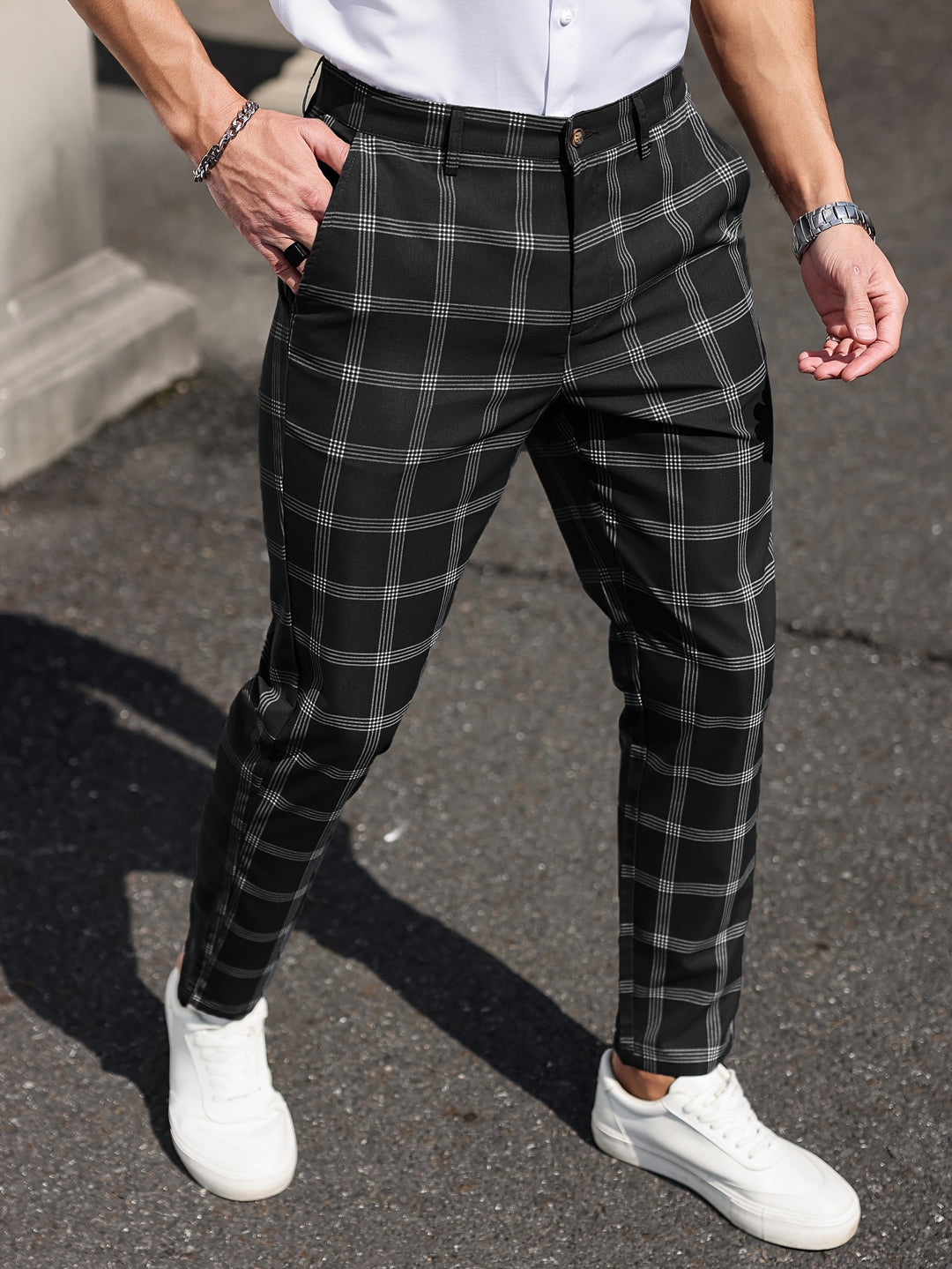 Men's Trousers | Checkered Design | Straight Leg | Comfort & Pockets | Spring & Autumn