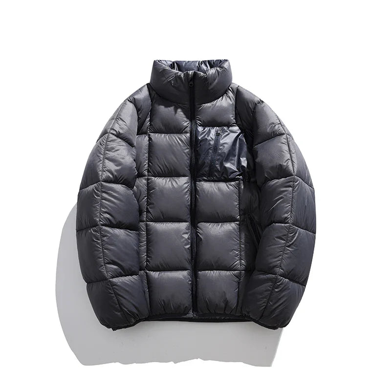 Casual and warm men's windproof puffer jacket with collar and lattice design | Casper