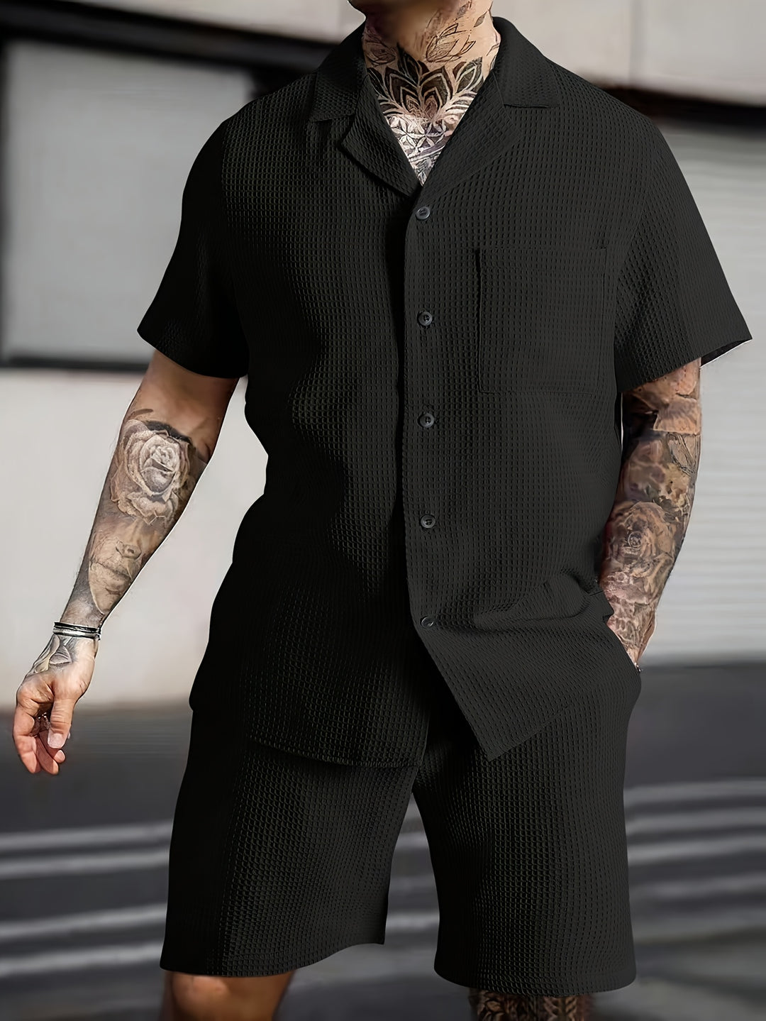Men's Summer Set | Reverse Shirt & Shorts | Casual & Comfortable