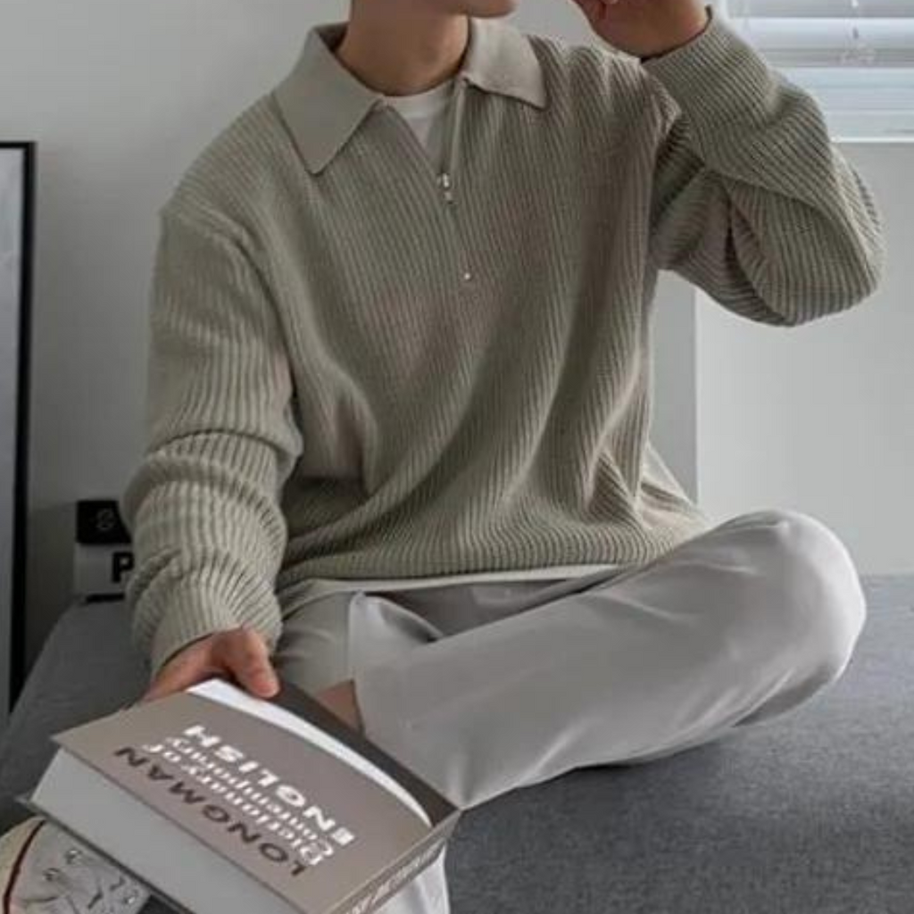 Elegant Half-Zip winter jumper for men with refined style and timeless warmth | Ezra