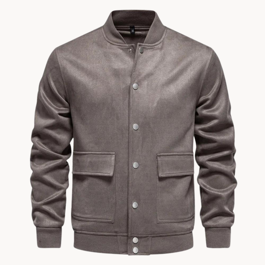 Luxury suede bomber jacket for men with sleek design and timeless elegance | Boaz
